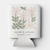 Chic Dusky Blush Retro Minimal Floral Wedding Blikjeskoeler (Achterkant)