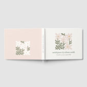 Chic Dusky Blush Retro Minimal Floral Wedding Gastenboek (Volledig)