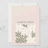 Chic Dusky Blush Retro Minimal Floral Wedding Kaart (Achterkant)