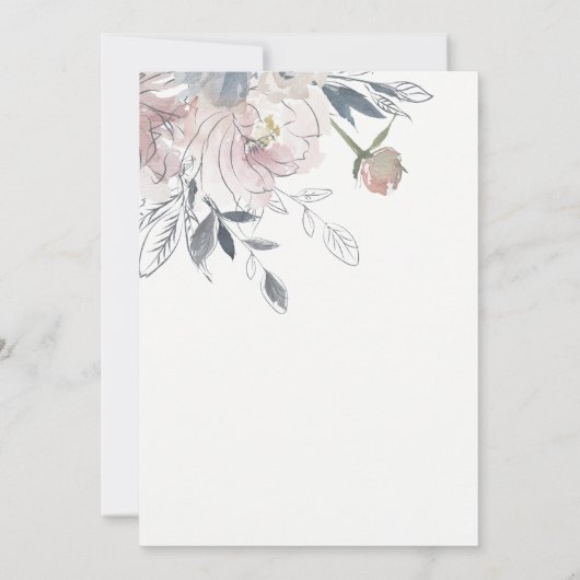 Chic Dusky Blush Waterverf Bloemen Jubileum Kaart (Achterkant)