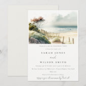 Chic Dusky Coastal Sand Beach Verloving Kaart (Voorkant / Achterkant)