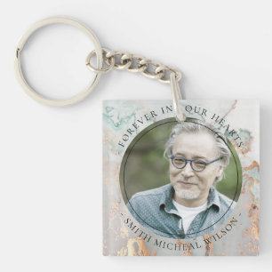CHIC DUSKY GRAY GOLD AGATE SYMPATHY MEMORIAL FOTO SLEUTELHANGER