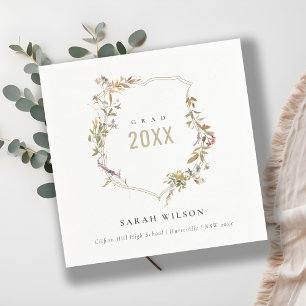 Chic Dusky Pink Blush Wildflower Crest Afstuderen Servet