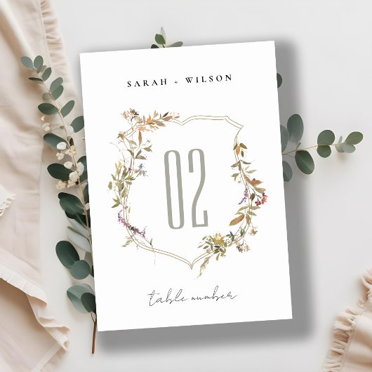 Chic Dusky Pink Blush Wildflower Crest Wedding Kaart