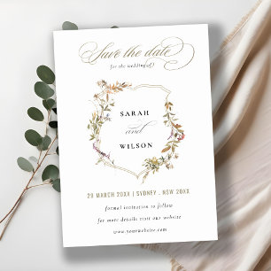 Chic Dusky Pink Blush Wildflower Crest Wedding Save The Date