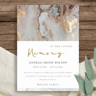 CHIC DUSKY WHITE GRAY GOLD AGATE SYMPATHY MEMORIAL BEDANKKAART