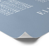 Chic Dusty Blue 16 Tableau Mariage de siège (Coin)