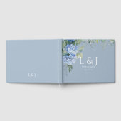 Chic Dusty Blue Floral Hydrangea Bruiloft Gastenbo Gastenboek (Volledig)