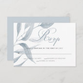 Chic Dusty Blue Foliing Réponse Mariage (Devant / Derrière)