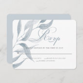 Chic Dusty Blue Foliing Réponse Mariage 2 (Devant / Derrière)