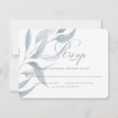 Chic Dusty Blue Foliing Réponse Mariage 2 (Devant)
