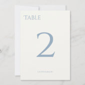 Chic Dusty Blue & Ivory Mariage Numéro de table Ca (Devant)