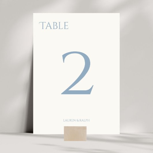 Chic Dusty Blue & Ivory Mariage Numéro de table Ca