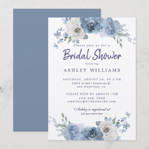 Chic Dusty Blue Ivory Roos Vrijgezellenfeest Kaart