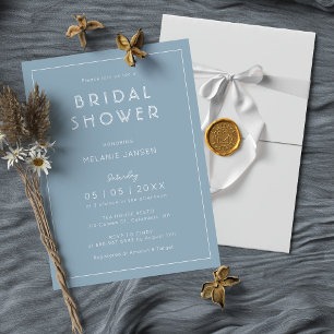 Chic Dusty Blue-minimalistisch en modern Vrijgezel Kaart