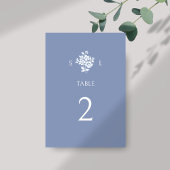 Chic Dusty Blue Modern Floral Wedding Kaart