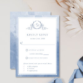 Chic Dusty Blue Monogram en Waterverf RSVP