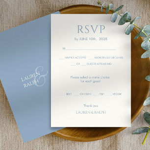 Chic Dusty Blue Monogram Wedding RSVP