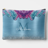 Chic dusty blue paarse druppelt monogram druppelen etui (Voorkant)