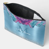 Chic dusty blue paarse druppelt monogram druppelen etui (Open)