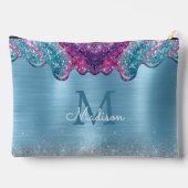 Chic dusty blue paarse druppelt monogram druppelen etui (Achterkant)