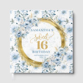 Chic Dusty Blue Sweet 16 Invité Se connecter Livre (Recto)