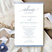 Chic Dusty Blue Waterverf Lijst Wedding Programme