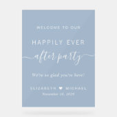 Chic Dusty Blue Wedding Reception Welcome Acryl Bord (Voorkant)