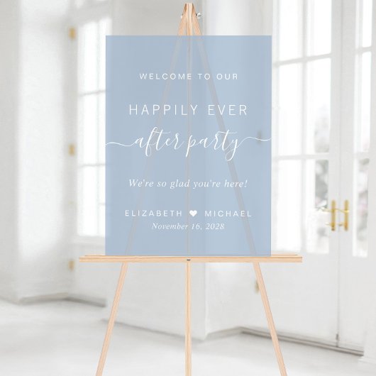 Chic Dusty Blue Wedding Reception Welcome Acryl Bord