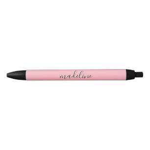 Chic Dusty Blush Pink met zwarte Calligrafienaam Inkt Pen