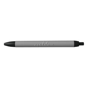 Chic Dusty Dark Grey met zwarte Calligrafie naam Inkt Pen