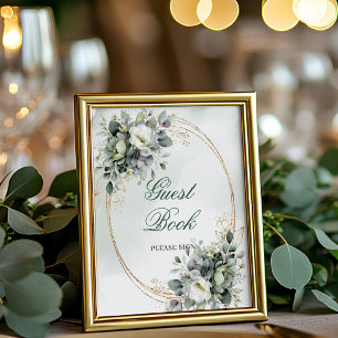 Chic Dusty Green Gastboek Tafelbord Goud Poster