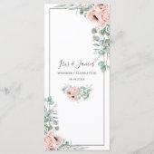 Chic Dusty Pink Blush Rozen Poppy Floral Wedding Programma (Achterkant)
