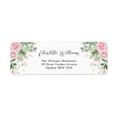 Chic Dusty Pink Floral Roos Garden Return Address Etiket (Voorkant)