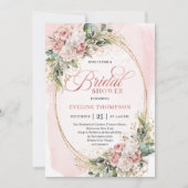 Chic Dusty Pink Greenery Bridal Shower Invitation (Devant)