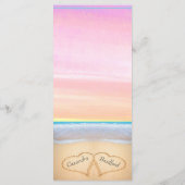 Chic Dusty Pink Paarse 2 hart strand bruiloft Menu (Achterkant)