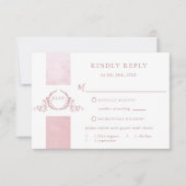 Chic Dusty Roos Waterverf Wedding Monogram RSVP (Voorkant)
