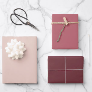 Chic Dusty Roze Aubergine Wijn Effen Kleur Set van Inpakpapier Vel