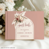 Chic Dusty Roze Pampas Grass Bloemen Boog Huwelijk Gastenboek