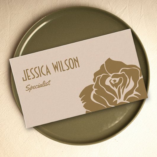 Chic earthy beige pastel gold flower professional visitekaartje