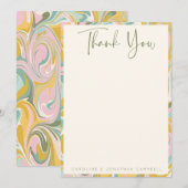 Chic Earthy Pastel Abstract Marble Custom Wedding Bedankkaart (Voorkant / Achterkant)