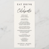 Chic Eat Drink Celebrate Cream Bruiloft Menu (Voorkant)