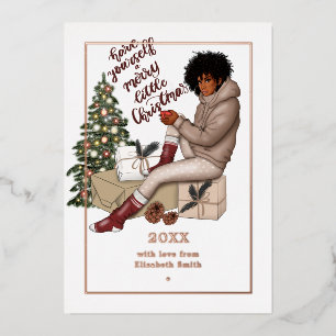 Chic Ebony Prettig Klein Kerstfeest Folie Feestdagenkaart