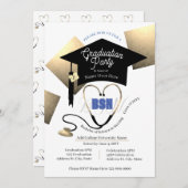 Chic Editable Nurse Graduation Party Kaart (Voorkant / Achterkant)