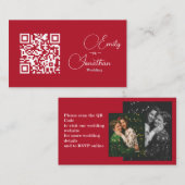 Chic Editorial Deep Red Compact Size Wedding Informatiekaartje (Voorkant / Achterkant)