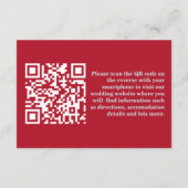 Chic Editorial Deep Red One Photo QR Code Wedding Informatiekaartje (Achterkant)
