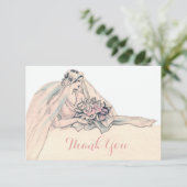 Chic Edwardian Flapper Bride Dank u Bedankkaart (Staand voorkant)