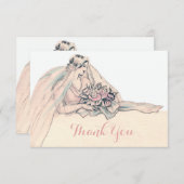 Chic Edwardian Flapper Bride Dank u Bedankkaart (Voorkant / Achterkant)