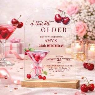Chic Een Tini Beetje Ouder Kersen Martini 26e Verj Acryl Uitnodigingen