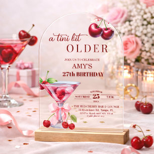 Chic Een Tini Beetje Ouder Kersen Martini 27e Verj Acryl Uitnodigingen